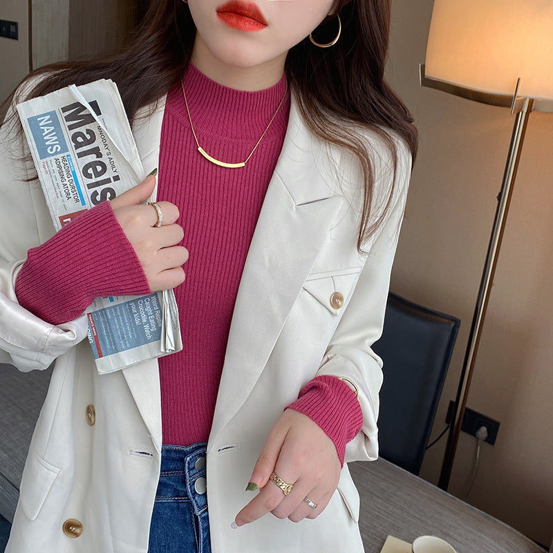 Women's Half Turtleneck Thickened Spring And Autumn Sweater