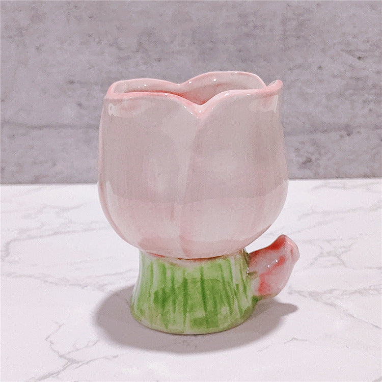 Minimalist Household Ceramic Tulip Cups